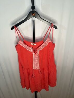 Billabong Embroidered Red Spaghetti Strap Top